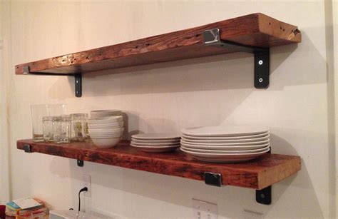 reclaimed wood shelves with metal brackets|Authentic Reclaimed Barn Wood Shelves .